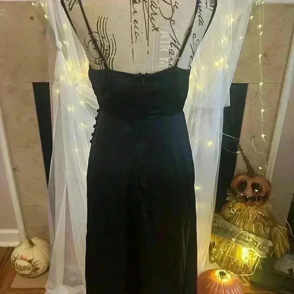 Madewell Satin Side Button Wrap Cami Dress. True Black. Size 00. NWT. - Picture 3 of 5